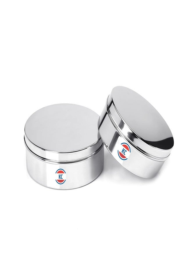 KC Stainless Steel Flat Canisters | Puri Dabba | Storage Containers Set Of 2 Pcs (Capacity 1.2Ltr & 1.5Ltr), Silver - Image 5